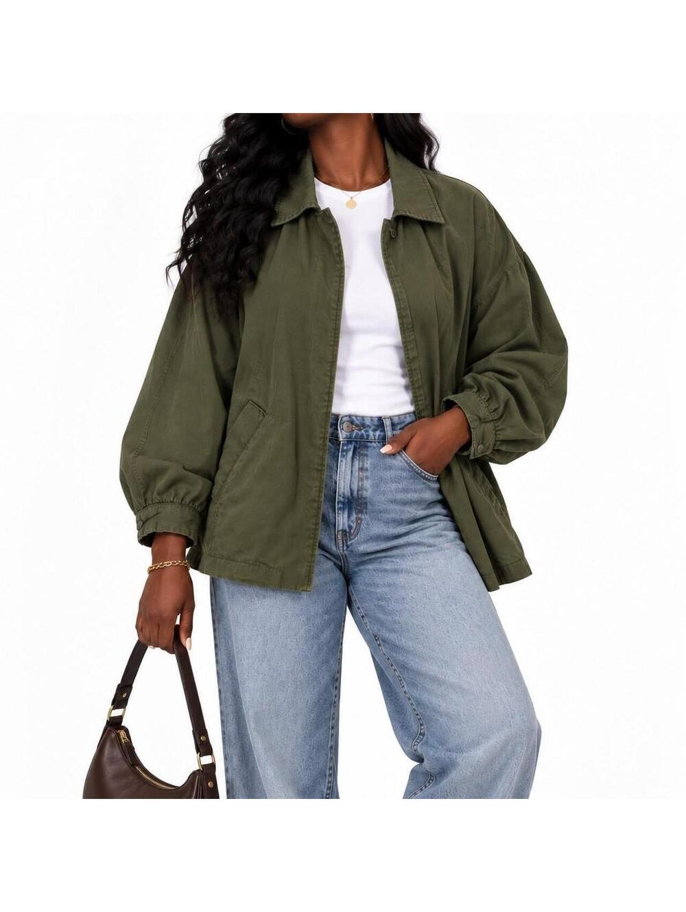 Utility Workwear Oversized Olive Jacket | Who What Wear M